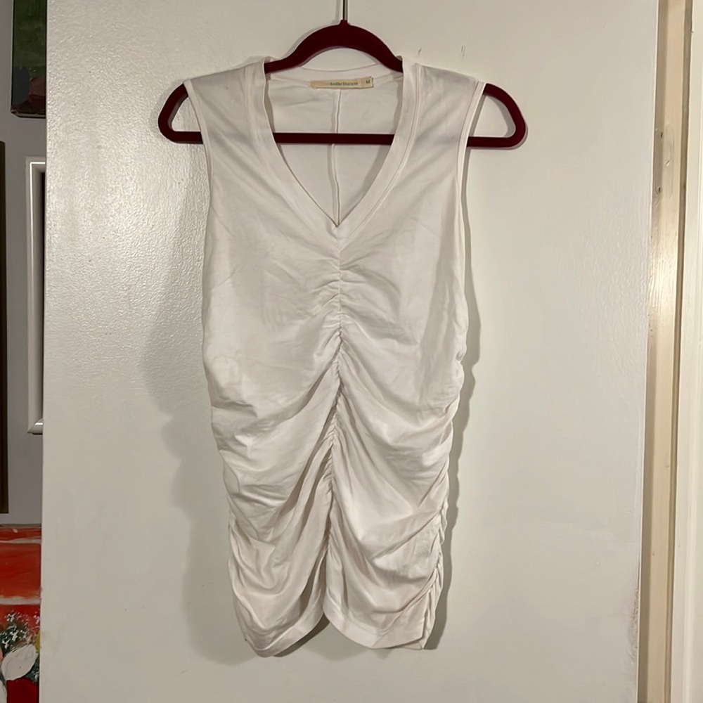 belle france white sleeveless top.